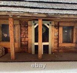 G Scale Model Train Wood Stone Plexiglass Log Cabin House Building Vintage 2