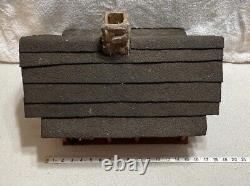 G Scale Model Train Wood Stone Plexiglass Log Cabin House Building Vintage 2