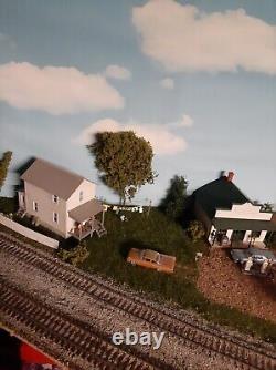 HO Scale Model Train Scene Layout Section. Photo Shows Everything Included