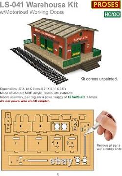 HO Scale Warehouse Kit with Motorized Working Doors (see video) for Model Train