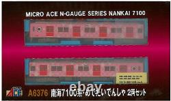 Micro Ace N scale Nankai 7100 Medetai Train 2cars Set A6376 Model Train Pink New