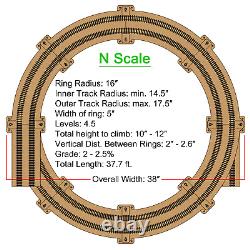 NEW! N Scale 16 Radius Helix For 14.5 16 17.5 Tracks for Model Train