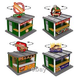 O Scale Economy Pack 4 Fast Food Stands withRotating Banners for Model Train