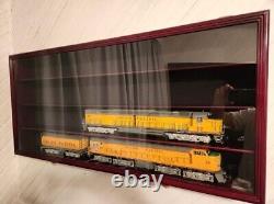 Train Display Case O Scale Cherry Railroad Model Locomotive Wood Rack Cabinet