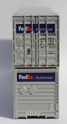Échelle N JTC FedEx Multimodal Lot de trois ensembles de deux conteneurs Hi Cube neufs