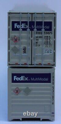 Échelle N JTC FedEx Multimodal Lot de trois ensembles de deux conteneurs Hi Cube neufs