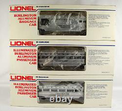 Ensemble de 7 voitures de train miniature à l'échelle O, locomotive diesel Lionel Burlington.
