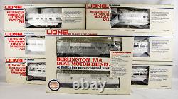 Ensemble de 7 voitures de train miniature à l'échelle O, locomotive diesel Lionel Burlington.