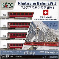 Kato 10-1413 Voiture de voyageurs RhB EW I 4 voitures Ensemble de base Modèle de train échelle N neuf F/S