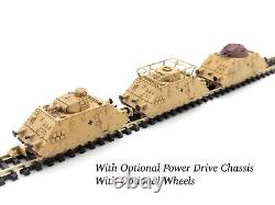 Train blindé de l'armée allemande à l'échelle N avec accent : kit de la Draisine Panzer à 3 wagons de la Seconde Guerre mondiale.