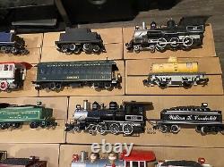 Trains miniatures à l'échelle G, Aristo, LGB, Bauchman. Lot de wagons de passagers, de marchandises et de locomotives à vapeur.